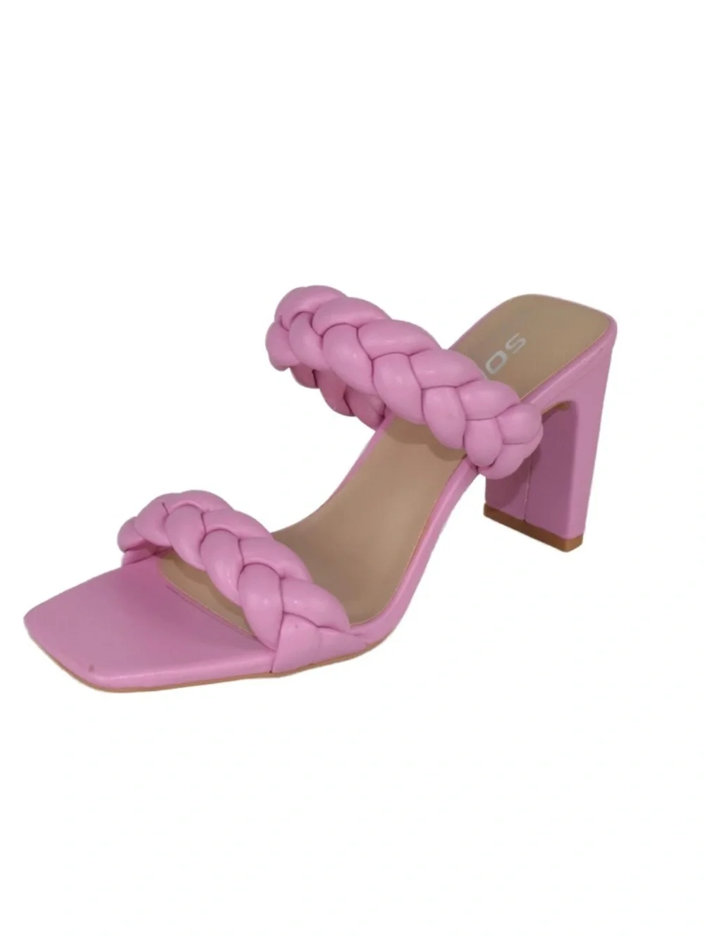 SODA lena heels pink sandals slip ons spring braided block heel size 8 N…